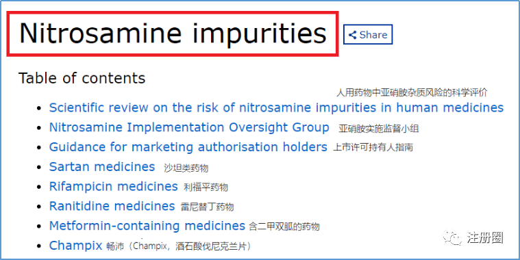 【药物分析】汇总查询FDA、EMA、NMPA亚硝胺杂质的监管信息