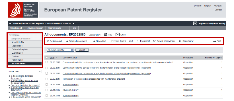 欧洲专利局专利信息资源及使用介绍(三)European Patent Register 数据库