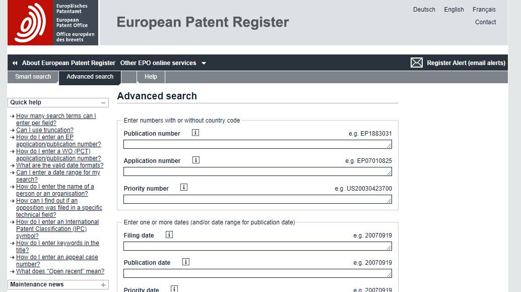 欧洲专利局专利信息资源及使用介绍(三)European Patent Register 数据库